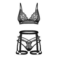 Obsessive koronkowy komplet bielizny z pasem harness Blomentis - 71379089 - 3