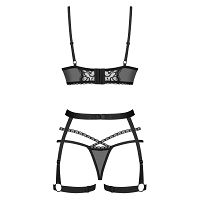 Obsessive koronkowy komplet bielizny z pasem harness Blomentis - 71379089 - 4