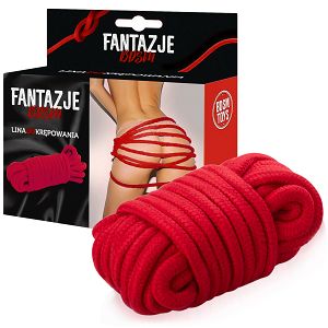Wytrzymała czerwona lina do krępowania BDSM 100% bawełna 5m - 76573174
