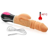 Podgrzewane dildo, wibrator rotacyjno-posuwisty z masażerem łechtaczki - 70484027 - 6