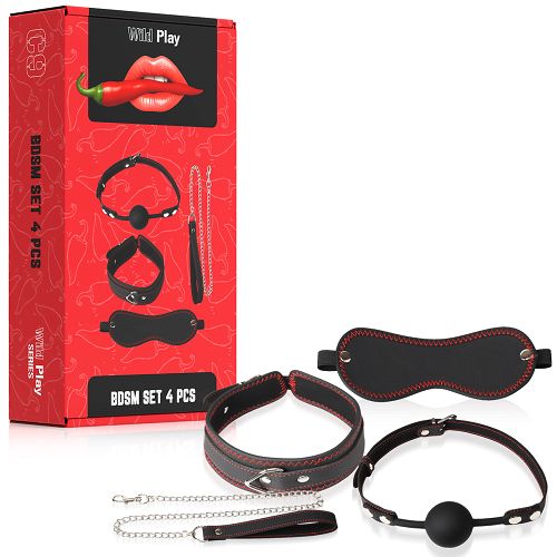 Zestaw z obrożą i smyczą BDSM EROSPACE WILD PLAY C9 4 produkty - 79537941