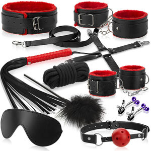 ZESTAW SEX GADŻETÓW DO BDSM, AKCESORIA DO KRĘPOWANIA, CHŁOSTY I EROTYCZNYCH ŁASKOTEK, BONDAGE - 75349902