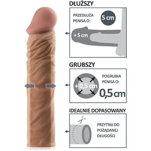 Naturalna nakładka penis dłuższy o 5 cm intensywnie stymulująca – 70103361