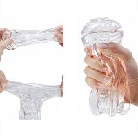 Sztuczna pochwa przezroczysta męski masturbator z wypustkami - 73510717 - 4