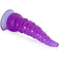 Giętkie teksturowane fioletowe dildo 21 cm w kształcie macki - 76083652 - 2