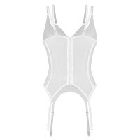 Obsessive Arrowel biały gorset z koronką + paski do pończoch - 75861447 - 3