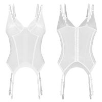 Obsessive Arrowel biały gorset z koronką + paski do pończoch - 75861447 - 5