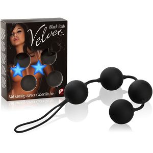 Cztery silikonowe czarne kulki-wibrujące velvet black balls dsr 506010