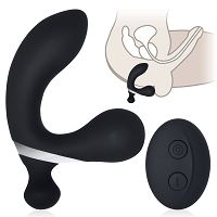 Wibrujący czarny masażer prostaty z wypustką 11 programów + pilot - 76085600 - 5