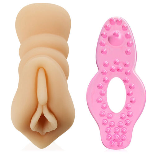 Zestaw dla mężczyzn sztuczna pochwa + pierścień erekcyjny - 74025299