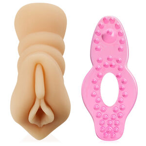 Zestaw dla mężczyzn sztuczna pochwa + pierścień erekcyjny - 74025299