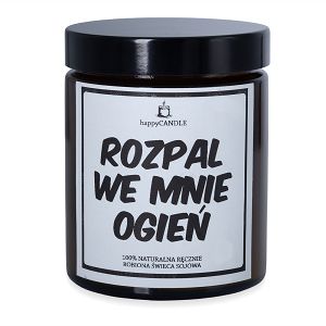 Świeca sojowa z napisem "Rozpal we mnie ogień" na walentynki - 71996611