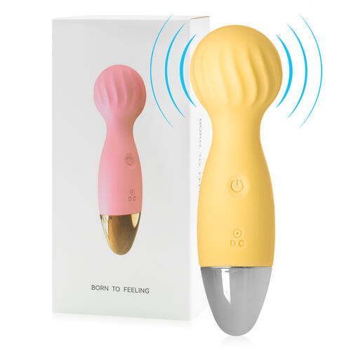 Żółty mini wand masażer 12 funkcji wodoodporny 14 cm - 78419081