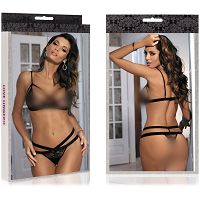 Biustonosz i stringi z paskami koronkowy komplet bielizny – 75607430 - 3