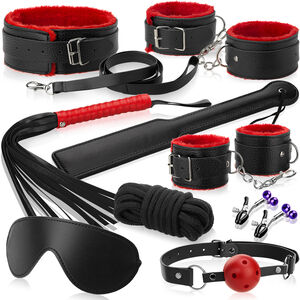 DUŻY ZESTAW GADŻETÓW DO BDSM POKRYTY MIĘCIUTKIM PLUSZEM, BONDAGE - 73754856