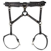 Rebellion zmysłowa uprząż skórzana harness z krawatem i ringiem BDSM - 79373440 - 3