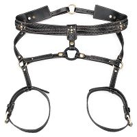 Rebellion zmysłowa uprząż skórzana harness z krawatem i ringiem BDSM - 79373440 - 4