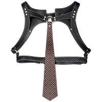 Rebellion zmysłowa uprząż skórzana harness z krawatem i ringiem BDSM - 79373440 - 6