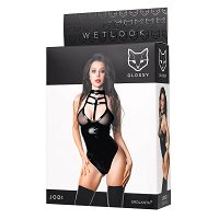 Glossy Jodi Wetlook czarne body z chokerem bielizna erotyczna - 71447701 - 7