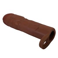 Brązowa realistyczna nakładka powiększająca penisa + 7,6 cm - 73726611 - 2