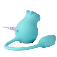 Wibrujący chomik z ssącym masażerem 100 funkcji niebieski - 72947060 - 3