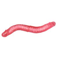 Różowe podwójne realistyczne dildo z kręgosłupem 38 cm - 76919397 - 5