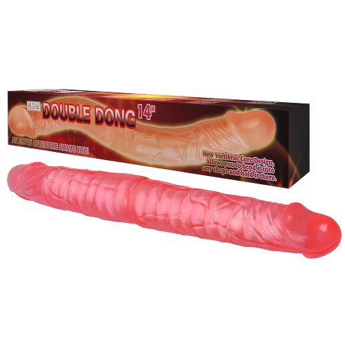 Różowe podwójne realistyczne dildo z kręgosłupem 38 cm - 76919397