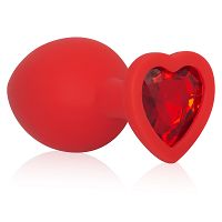 Czerwony korek analny z błyszczącym serduszkiem 8,2 cm - 72203469 - 3