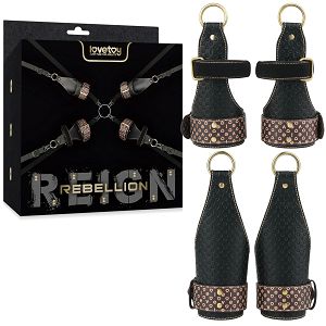 Rebellion skórzany zestaw do krępowania pod materac w łóżku BDSM - 76141648
