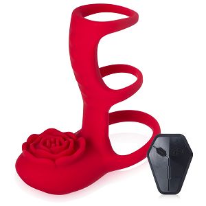 Wibrująca nakładka na penisa z wypustką do łechtaczki - 76849526