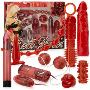 Żelowy czerwony zestaw erotyczny "red roses" 10 elementowy dsr 0560936