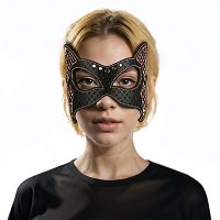 Rebellion brązowa zmysłowa skórzana kocia maska BDSM - 79409340 - 3