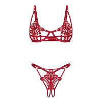 Obsessive Luise Sublim luksusowy czerwony komplet bielizny - 72427573 - 4
