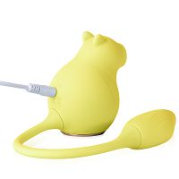 Wibrujący chomik z ssącym masażerem 100 funkcji żółty - 74745295 - 3