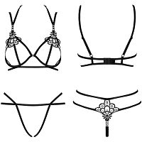 Obsessive otwarty komplet bielizny z paseczków Badossa - 72645056 - 4