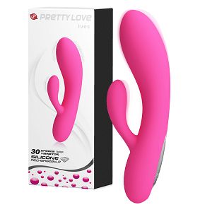 Różowy silikonowy wibrator z wypustką do łechtaczki 30 programów - 76451389