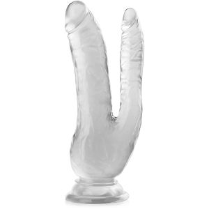 Podwójne przezroczyste dildo silikonowe 20,5 cm z przyssawką -  72637400