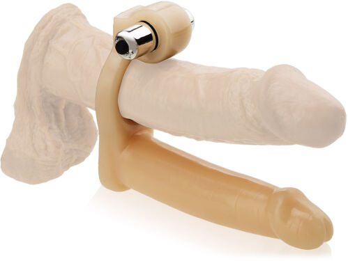 DILDO ANALNE Z RINGIEM NA PENISA I NAKŁADKĄ WIBRUJĄCĄ DLA POTRÓJNEJ PRZYJEMNOŚCI - 75850567