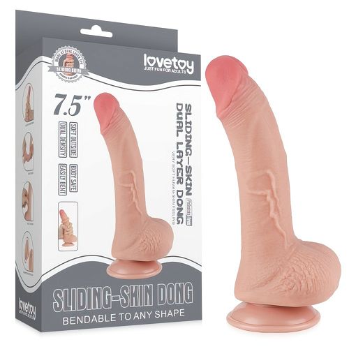 Penis 19,5 cm superrealistyczne dildo z przesuwną skórą - 75304896