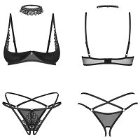 Obsessive otwarty komplet bielizny + choker Donarella - 71571868 - 4