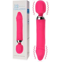 Mocny dwustronny wibrator silikonowy dla kobiet masażer wand 2w1 - 12 funkcji - 70936739 - 2
