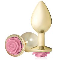 Anal plug 9 cm korek analny z różową różą - 72583373 - 6