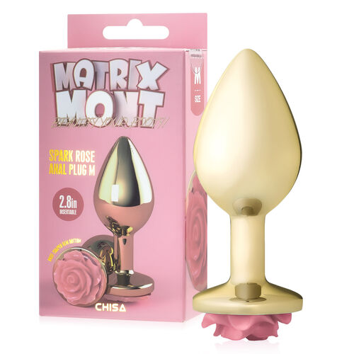 Anal plug 9 cm korek analny z różową różą - 72583373