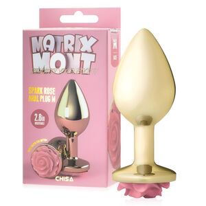 Anal plug 9 cm korek analny z różową różą - 72583373