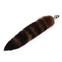 Srebrny korek analny z puszystą kitą anal plug - 75695379 - 2