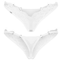 Obsessive Arrowel białe otwarte stringi z koronką i regulacją - 79914357 - 6