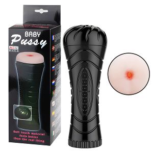 Realistyczna sztuczna pochwa w czarnej tubie anus - 74629671