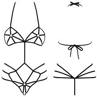 Obsessive bezpruderyjne body z miękkich sznureczków Slave - 77762194 - 4