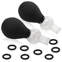 Dwie pompki do sutków - podniecone i twarde brodawki - 79706645 - 2