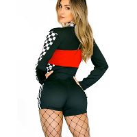 Zmysłowy kombinezon erotyczny z szortami i suwakiem Racer Girl - 70496290 - 3